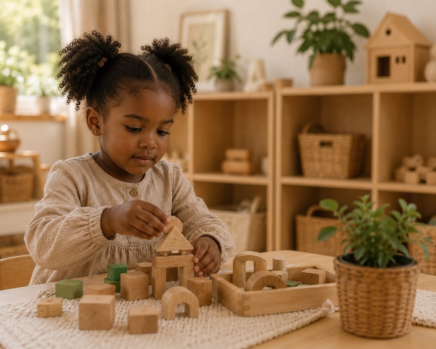Kind ontdekt met natuurlijk speelmateriaal